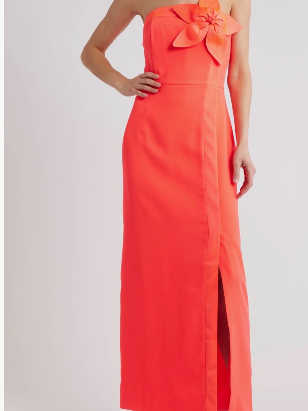 Lilly Pulitzer Anasophia Rosette Strapless Maxi Dress Cane Coral Color